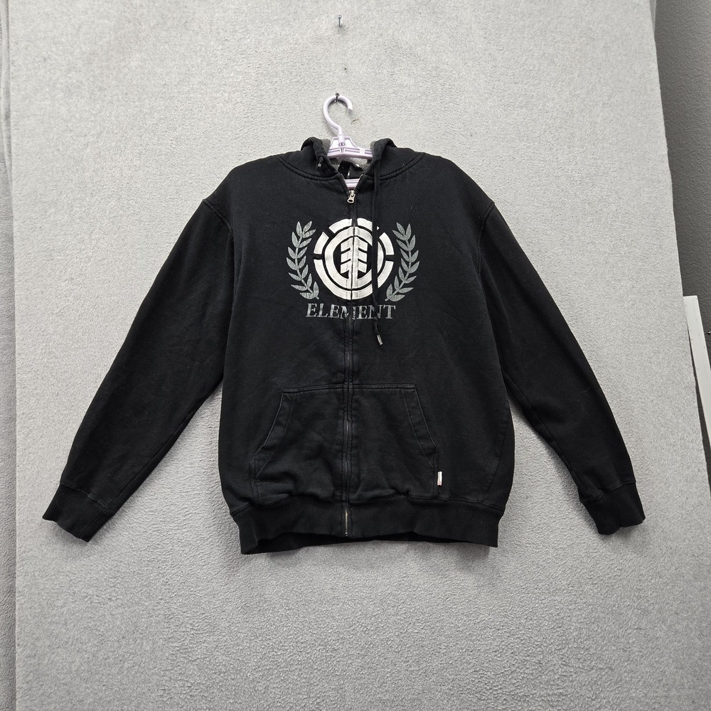 Element Skateboarding Men Hoodie L Black Fleece Logo Grunge Sherpa Lined Y2K